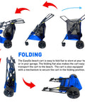 Grab And Go Heavy Duty Beach Cart Folding Wagon With Sand Wheels And Umbrella Holder compactly folded and unfolded view