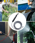 Collage of Electric Plant Sprayer Battery Powered Wand Automatic Handheld Watering for lawn, garden, car cleaning.