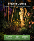Heavy Duty Mr16 Led Bulbs 2700K Warm White Gu5.3 Base Non Dimmable 6 Pack illuminating a garden angel statue.