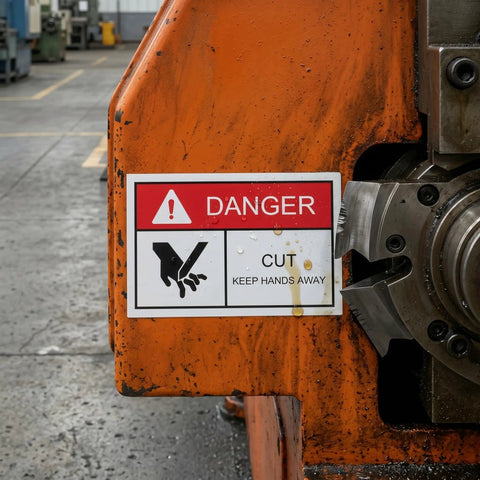 5 Pack Machinery Safety Stickers Keep Hands Away Hazard Decal For Moving Parts And Equipment Warning Sign In The Workplace