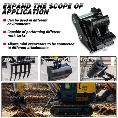 Heavy Duty Quick Hitch Coupler For Mini Excavators Mechanical Quick Change Attachment Fits 0.8 To 3 Ton Diggers 25mm Hole Steel Design