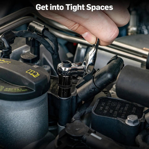 Using Compact 43-Piece 1/4 Inch Drive Mini Tool Kit For Tight Spaces With 72-Tooth Mini Ratchet on engine