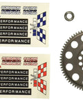 8572 72T Hardened Steel RC Spur Gear, precision machined, with performance stickers, for high performance transmissions.
