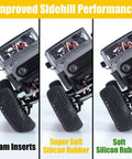 Comparison of foam inserts, super soft and soft silicone rubber for 68-72mm RC tires on off-road rig, improved performance