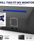 Back view showcasing VESA patterns for Rock Solid Dual Monitor Desk Mount for 13 to 30 inch screens up to 22 lbs each, STANDV002