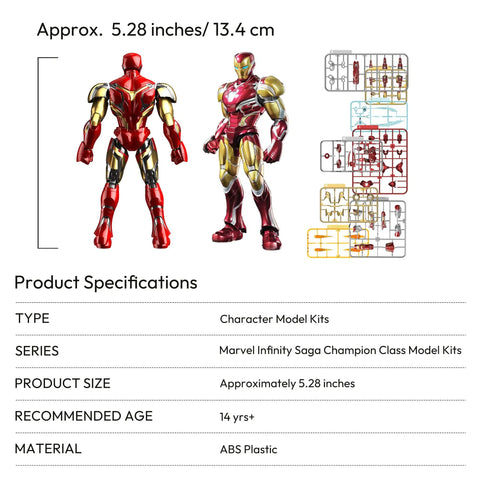 Marvel Infinity Saga Iron Man MK85 Armor Buildable Model Kit With LED Chest And Eyes, 149 Piece Figure Approx 5.28 Inches
