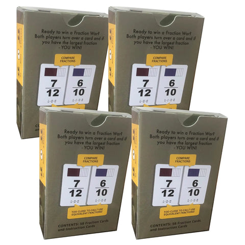 Fun Fractions Battle Card Game For Kids Second Through Fifth Grade Fast Paced Math Showdown Learn Compare And Simplify Fractions Two Player Card Game Easy To Learn Includes Four Pack For Home Or Classroom, showing game boxes.
