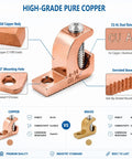 Legit Heavy Duty Pool Bonding Connectors 6 Pack Built With Solid Copper Body And Dual Screw Options For No Sweat Setup Grounding Of 4 To 14 Awg Solar Spa Or Rv Electrical Wiring close-up of solid copper bonding connector with mounting hole