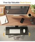 Adjustable Under Desk Keyboard And Mouse Tray Smooth Glide Platform featuring a swivel design and ergonomic layout on a desk.