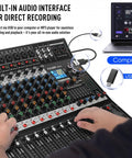 User operating 16 Channel Audio Mixer With Bluetooth And USB Playback 99 DSP Effects Digital Mixing Console For Studio And Live