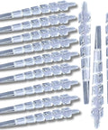 Transparent Shims For Cabinets Baseboards Countertops And Toilets Invisible Precision Leveling Wedges For Pro Finish Carpentry And DIY Install Interior Home Remodel Tool 12 Pack shown in various angles with clear material.