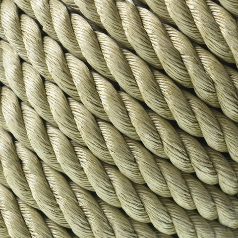 Close-up of 100 Feet Three Strand Twisted Polypropylene Rope Manila Rope Substitute for Indoor and Outdoor Use in tan color