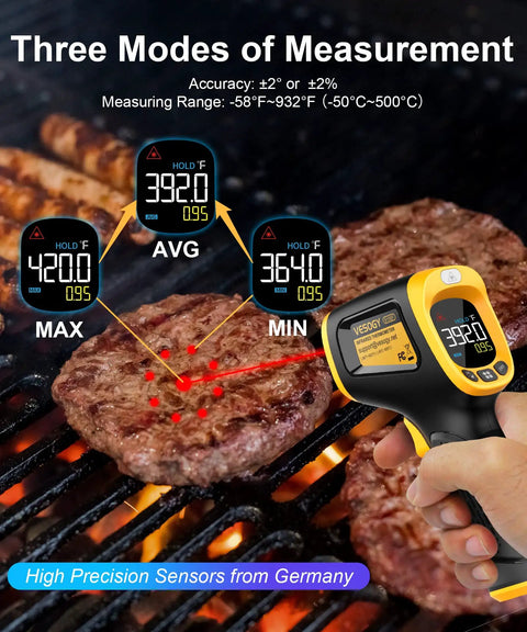 Infrared Thermometer Gun With Digital Laser Readout For Cooking And Grilling Fast Accurate Temperature Measurement display