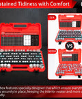 Heavy Duty Pro Grade Hydraulic Cap And Plug Kit With JIC And ORFS Fittings in red blow-molded box, EVA foam inserted
