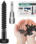 Heavy Duty 5 16 X 2 1 2 Hex Head Lag Bolts Rock Solid 304 Stainless Steel Wood Fasteners With Washers in hands.