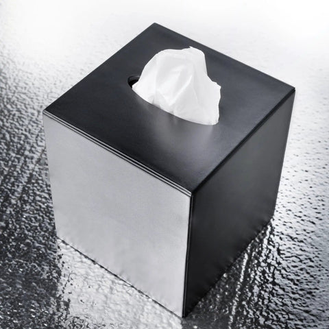 Classic Black Leather Tissue Box Cover For Luxury Office Decor And Desk Surface Protector Premium Executive Accessory