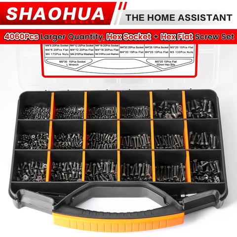 4071 Piece Metric Screw Kit With M2 M3 M4 M5 Nuts And Bolts 39 Sizes From 4mm To 30mm Hex Socket And Flat Head Screws in case