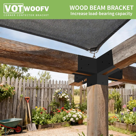 Heavy Duty 5 Way Cross Shaped Pergola Bracket Kit For Outdoor Lumber Posts 3.5 By 3.5 Inches Galvanized Steel Waterproof Finish Fits Gazebos Patios And Log Cabins One Pack