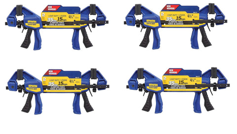 Quick Grip Four And One Half Inch One Handed Micro Bar Clamp Set For DIY Crafts, Four Pack, front view of clamps