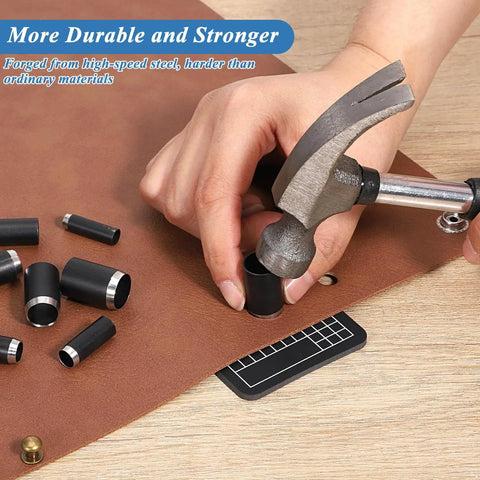 Using Leather Circle Cutter Tool Set 16 Piece Circle Punch Kit 1mm To 15mm High Carbon Steel Round Cutting Dies on leather.