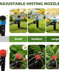 Adjustable misting nozzle for 100Ft Drip Irrigation System Kit With Quick Connect For Easy Install Garden Watering.