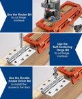 Pro Grade Aluminum Door Hinge Jig Kit For Router Mortise Template Adjustable From Two And A Half Inches To Five Inches in use