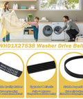 2 Pack Wh01x27538 Washer Drive Belt Hella Durable Replacement AP6328256 PS12299369 4587903 displayed with laundry in modern home.