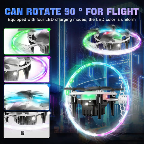 Mini RC Drone For Kids 2025 With 360 Degree Flip And 90 Degree Surround Flight Lit LED Neon Lights Easy Altitude Hold