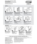 Instruction manual for Damage-Free Jumbo Hook Set With 8 Strong Strips showing application and removal steps.