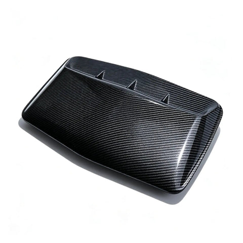 Premium Gloss Black ABS Plastic Hood Scoop Trim Built For Tesla Cybertruck with sleek carbon fiber design and precise fit.