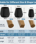 24 Pack Extra Small Silicone Felt Chair Leg Floor Protectors For Hardwood And Tile with size measurements and shape compatibility.