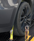5 Foot E Track Tie Down Rail Kit With 18 Pieces, Heavy Duty 2000 Lb Load Capacity secures car tire with ratchet strap
