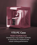Modern Gaming Pc Case Featuring Panoramic Glass And Sleek Dual Chambers Built For Stress Free Atx Builds Fueled By Lightning Airflow Through Tidy Wire Runs Includes A Flossy PCIe 4.0 Riser Cable In Strawberry Pink side view of a pink gaming chassis with transparent panels