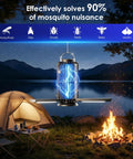 2 Pack Solar Bug Zapper With 3 Solar Panels For Faster Charging, 4200V Mosquito Killer in outdoor camping setting