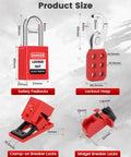 Lockout Tagout Kit For Electrical Safety, OSHA Compliant Industrial Lockout Set With 2 Padlocks, 1 Hasp, Breaker Locks