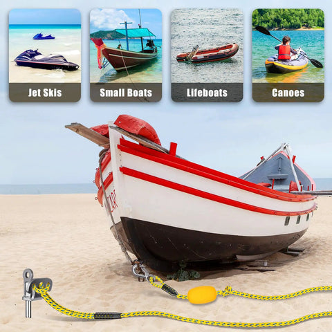 Beast Mode Heavy Duty 36 Inch Sand Boat Anchor With 32 Foot Thick Rope Hook And Float Ball 304 Stainless Steel Screw In Anchor For Pontoon Jet Ski Kayak Sandbar Beach on rope