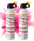 Epic Gender Reveal Fire Extinguisher 2 Pack Color Powder Blaster With Biodegradable Smoke For Baby Shower Party Supplies, showing two canisters with colorful powder.