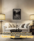 Living room with Beige Linen Drum Lampshade Set Of 2 For Table Floor And Pendant Lights With UNO Fitter And Spider Compatibility