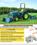 Manual Hydraulic Multiplier With SCV Splitter Diverter Valve Couplers And AG Fittings displayed on a field tractor