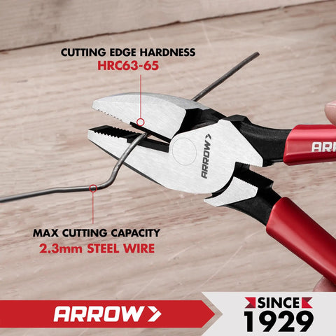 8 Inch High Leverage Lineman Pliers For Wire Cutting And Gripping, Heavy Duty Side Cutters With Front Pivot in action