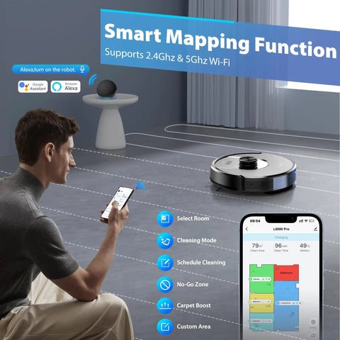 Beast Mode Vacuum And Mop Combo With 6000Pa Suction Auto Carpet Boost Smart LiDAR Navigation on carpet with smart mapping
