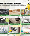 Heating In 30 Sec For Fast Cleaning This Heavy Duty 3000W Steam Cleaner Features A 3.5L Tank And Hits 180 Degrees Celsius For Deep Stain Removal Use It On Kitchens Cars Carpets And Ac Units With Nine Accessories For Total Home Hygiene, shown in various cleaning scenarios.