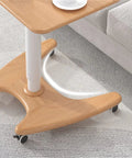 Close-up of a Real Slick Mobile Adjustable Standing Desk With Buttery Smooth Rollaway Casters, showcasing oak wood and ergonomic design.