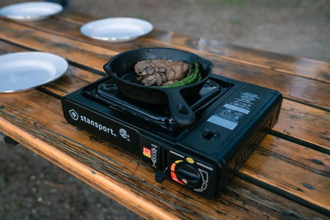 Portable Outdoor Butane Stove For Camping And Catering On The Go With Electronic Ignition Ultra Quiet One Burner Cooker In Black