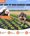 Heavy Duty 4x100 Ft Woven Weed Barrier Landscape Fabric installed in vegetable garden, showing durability and weather resistance