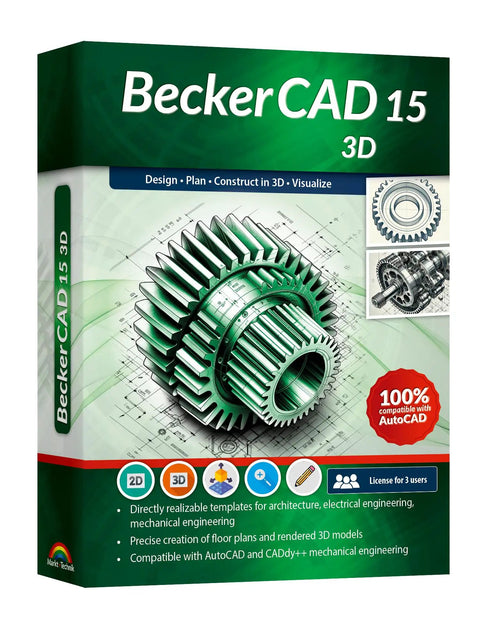 Lifetime 3D CAD Software For Home Design, Architecture And Engineering, AutoCAD Compatible box with gear illustration