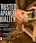 Top Shelf Japanese Kanna Block Plane in use, showcasing laminated bamboo body and steel blade for fine carpentry.