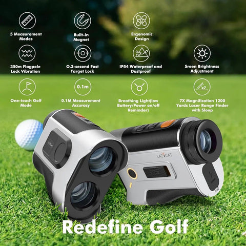 Two Dope Rangefinders With Slope And Flag Lock Vibration 1200 Yard Laser Range 7X Magnification on golf course grass