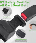 Close-up of Universal Golf Cart Seat Belts Set Of 2 With 42 Inch Retractable Length highlighting buckle and webbing features.
