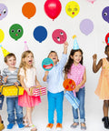 Kids holding gifts and smiling with colorful balloon cutouts for classrooms and DIY projects, 108 assorted hot air balloon die-cuts